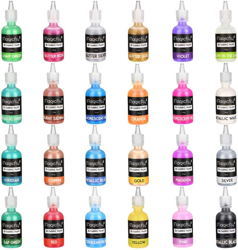 Magicfly Juego Pintura Tela Textil 24 Colores De 30ml 1oz
