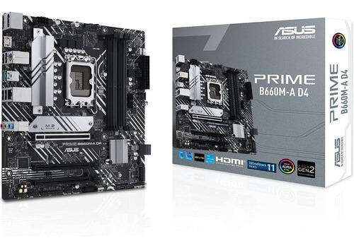 Motherboard Asus Prime B660m-a D4 Lga 1700 Intel 12th Gen Color Negro