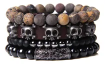 Comprar X4 Pulseras Unisex Piedras Naturales Calavera Jaspe Picasso