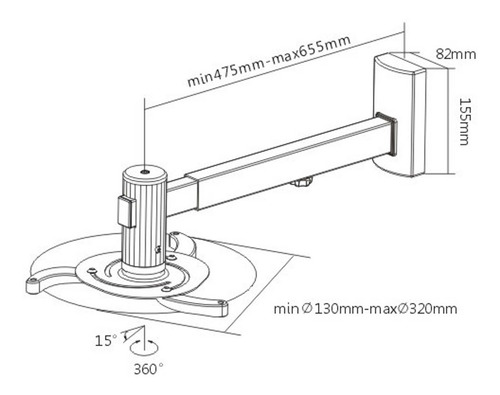 Imagen 2 de 3 de Soporte De Proyector De Pared Prb-5 Max. 10kg Regulable