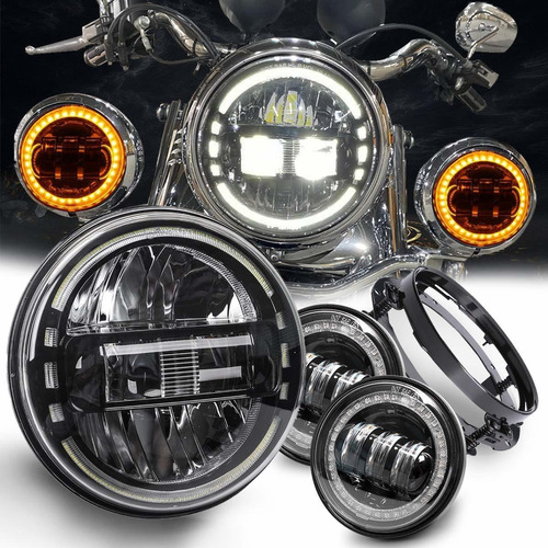 7 Pulgada Led Headlight + 4.5 Pulgada Led Fog Lights With Wh