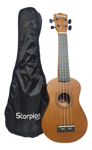 Ukelele Electroacústico Scorpion Soprano Mate Con Funda
