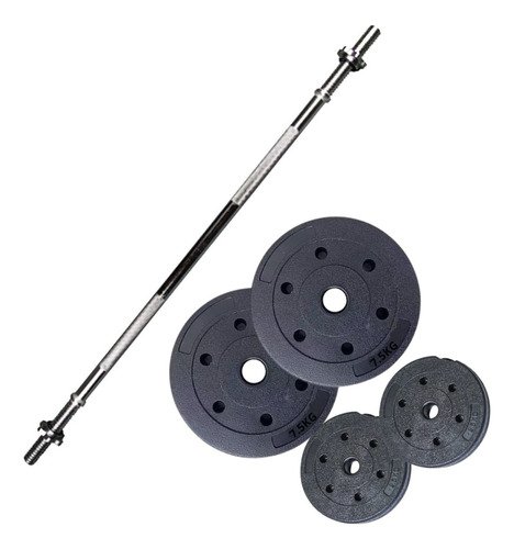 Barra Preolímpica 120cm Cromada + 20kg En Discos Linea Sport