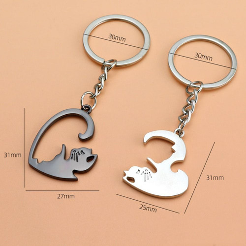 1 Par De Chaveiro Para Casais Black Cat Car Key Ring Heart C