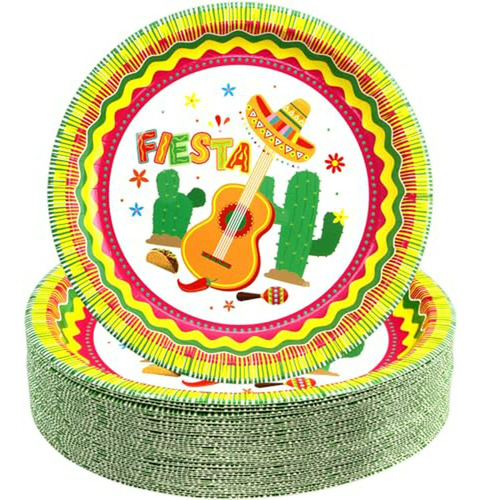 Platos Desechables Fiesta Mexicana 9  Compatibles Con Decora