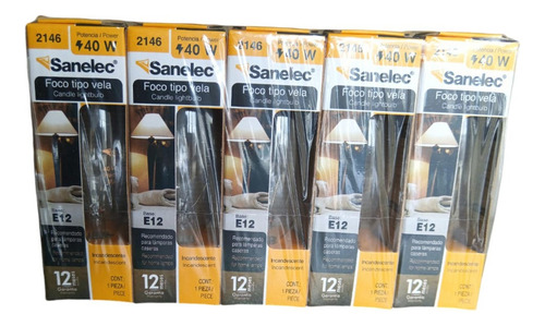 25 Pzs. Foco Incandescente E12 Tipo Vela Decorativo 40w