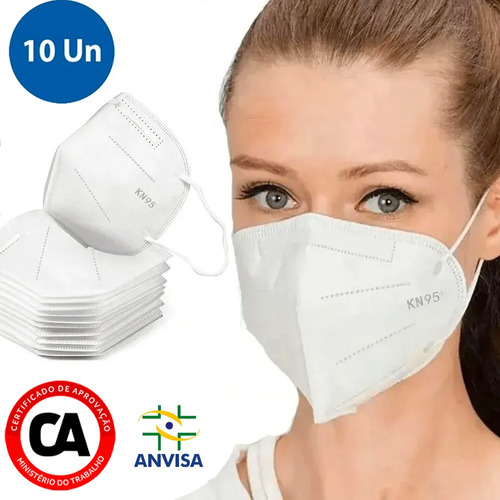 Mascaras Proteção Kn95 - 10 Peças Respirador Pff-2 - F.d.a. Cor Branco