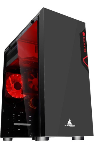 Gabinete Caja Atx Iceberg Glacius Negra Vidrio Templado Led