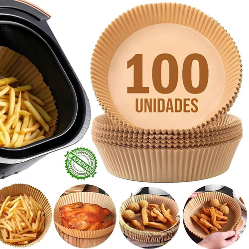 100 Forro De Papel Fritadeira Airfryer Tapete Antiaderente