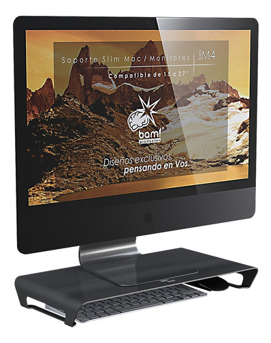 Imagen 2 de 7 de Soporte Monitor Slim iMac Macbook De Acero Bam M4 Premium!!!