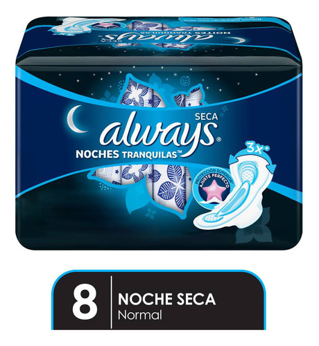 Always Toallas Femeninas Nocturna Seda-sec 8 Unidades