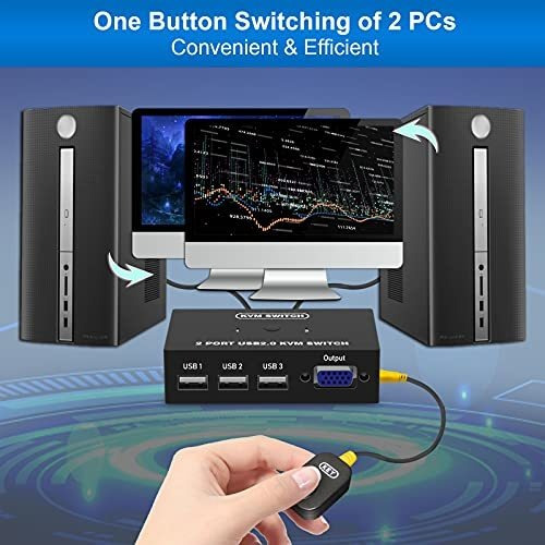 Conmutador Kvm Usb Vga Para 2 Pc Compartiendo 1 Monitor