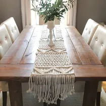 Comprar Q Camino De Mesa De Macramé Con Borlas, Tejido Bohemio