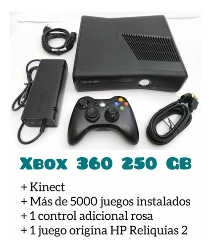 Xbox 360 Slim 250 Gb Con Chip Liberado + Juegos + Extras