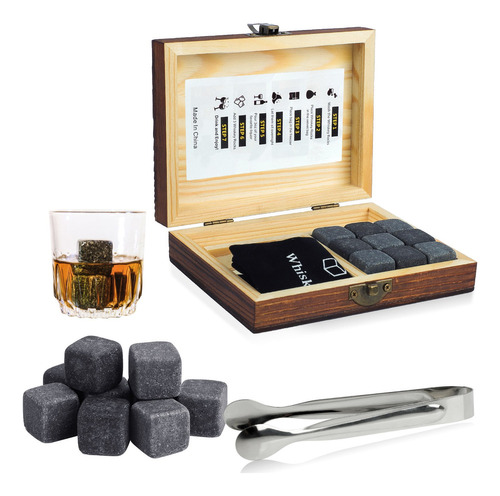 Set Regalo Whiskey Stones, Piedras Esteatita Naturales Z