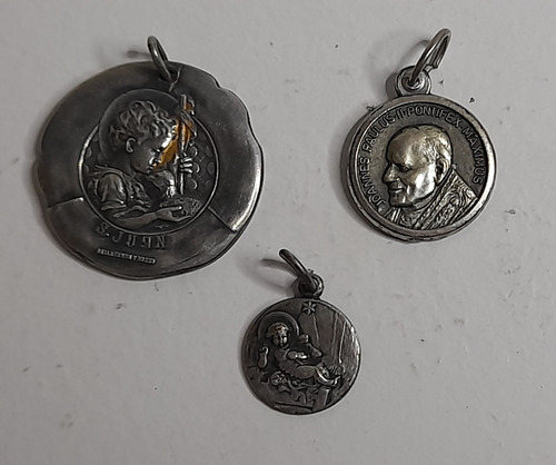 Antiguas Medallas Religiosas De Plata Y Metal Plateado 