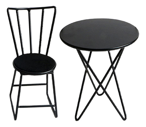 Y Sillas De Metal Vintage Casa De Muñecas Conjunto De Negro