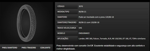 Pneu Dianteiro Nx150 200 Xt 90/90-21 Technic Endurance C/c