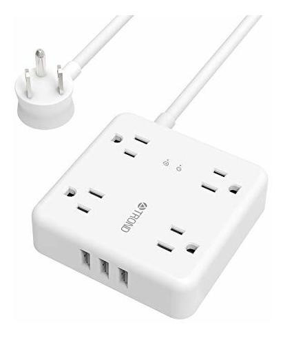 Multicontacto 4 Tomas 3 Puertos Usb Color Blanco
