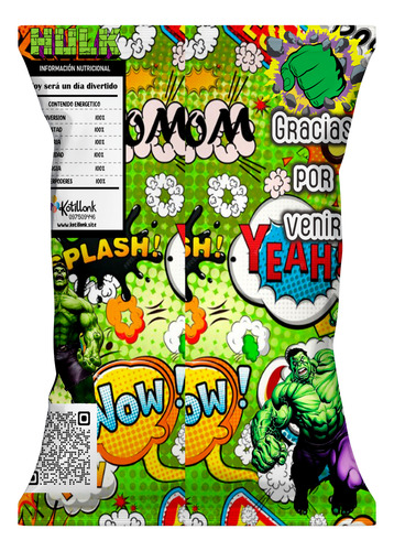 Pack Bolsitas Chips Bags 10 Unid Hulk Sorpresita