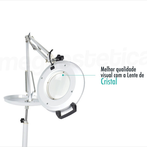 Imagem 9 de 10 de Lupa Luminária Led 5x Tripé Bandeja Estética Limpeza De Pele