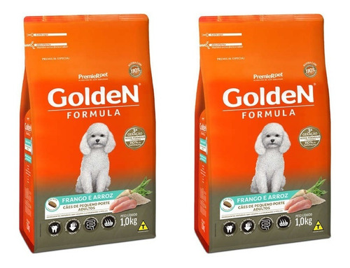 Ração Golden Formula Adulto Pequeno Frango 1kg Kit 2 Unid.