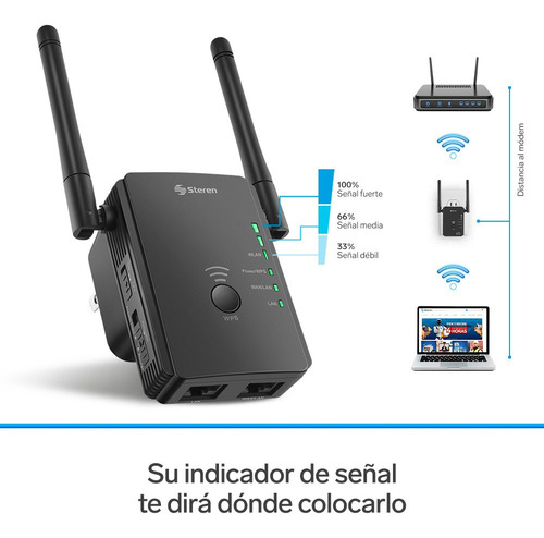 Imagen 12 de 12 de Access point, Repetidor, Router Steren COM-8200 negro 100V/240V