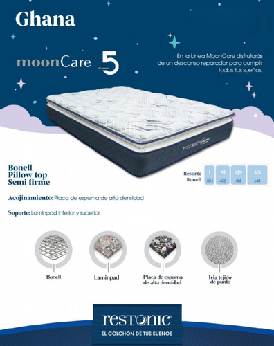 Colchon Queen Size Restonic De Colchoneta Ghana Moon Care