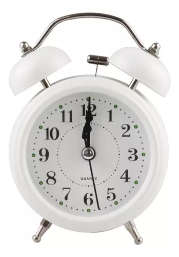 Reloj Despertador Campana Retro Analógico Estilo Vintage Color Blanco