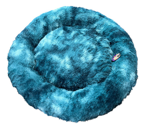 Cama Tipo Dona Antiestres Para Perros Raza Xgrande / Gigante Color Petróleo - Blanco