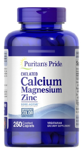 Calcium Magnesio Zinc Puritan's Pride 250cápsulas Importado