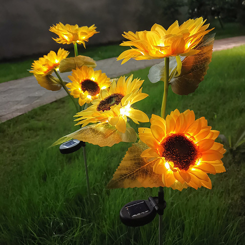 Luces Solares En Forma De L Con Forma De Girasol, Jardín, Pa