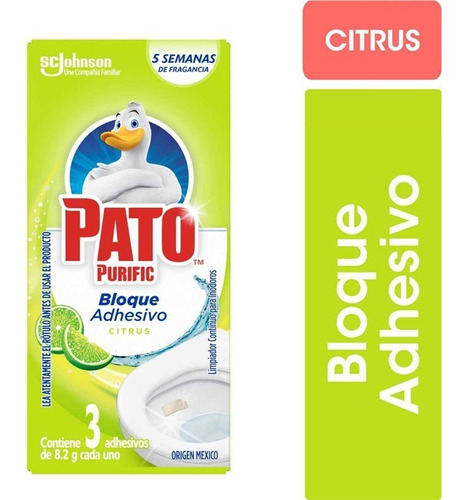 Bloque Adhesivo Para Inodoros Citrus Pato Purific X3 Uni