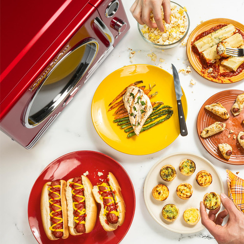 Forno De Microondas Nostalgia Retro 800w 0,9l Com 12 Conjunt