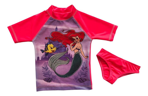 Remera Manga Corta Disney La Sirenita Proteccion Solar Uv50