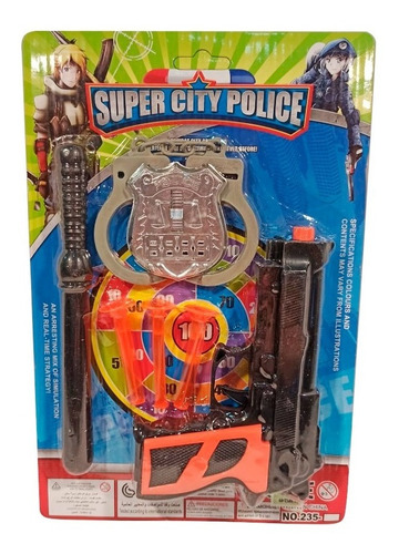 Imagen 2 de 8 de Set De Policia Esposas Arma Lanza Proyectil