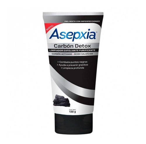 Asepxia Carbón Detox Limpiador Exfoliante Purificante120gr