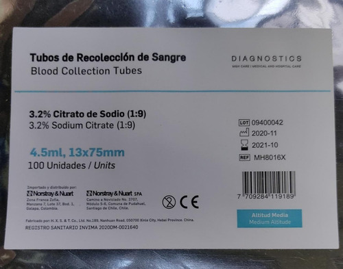 Imagen 3 de 3 de Tubo Azul 3.2% Citrato De Sodio 4.5 Ml 13 X 75 Mm