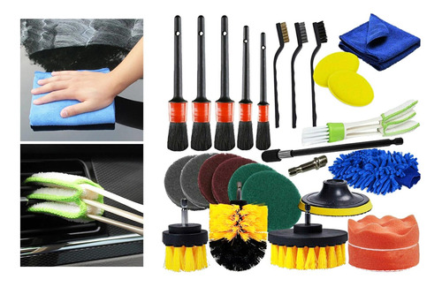 Kit De Cepillos Para Detalles De Automóviles, 26 Uds.,