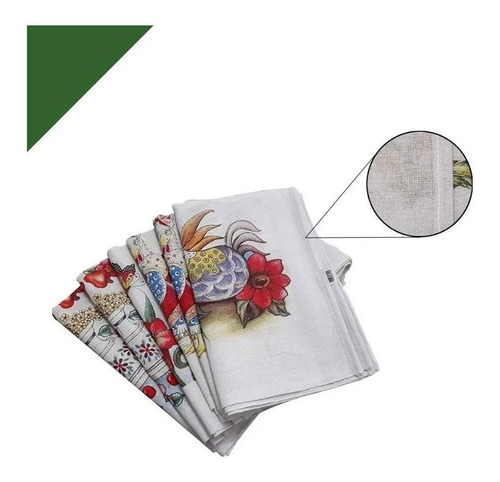 50 Peças Pano De Prato Carol Com Bainha Estampado Atacado