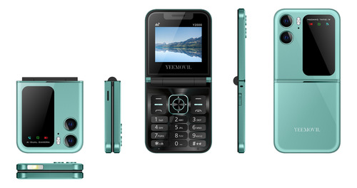 Yeemovil Y2000 Celular Plegable 4g Dual Sim + 2 Sim Extra Desbloqueado Telcel At&t Movistar Bait Bluetooth Fm Linterna 2.4-turquesa