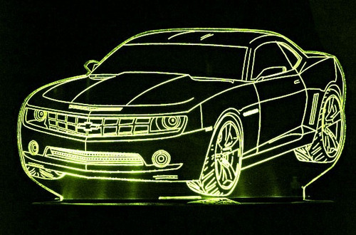 Enfeite Em Acrílico  Iluminado Com Led - Camaro