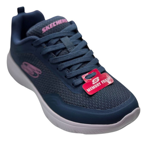 Tenis Skechers Deportivo Memory Foam Comodos Marino 10001mx