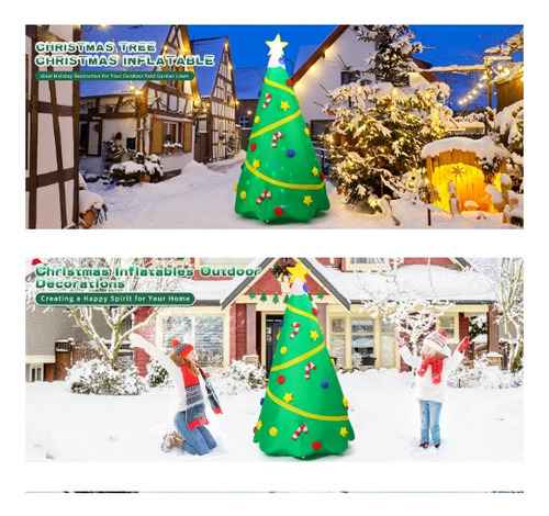 Árbol De Navidad Inflable Con Cinta Amarilla Navideña De 2,4