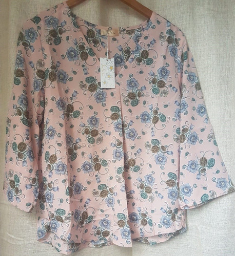 Blusa Julieta Floreada En Rosa Viejo Mangas Largas