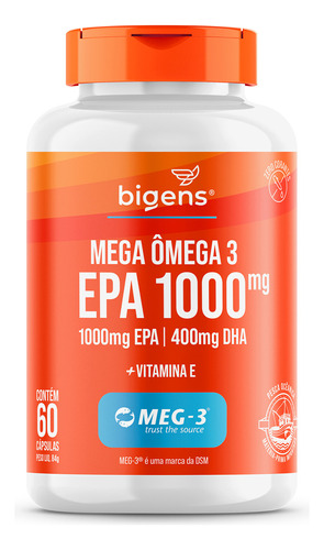 Mega Omega 3 Meg-3 Epa 1000mg Dha 400mg 60 Cps Bigens Sabor Neutro