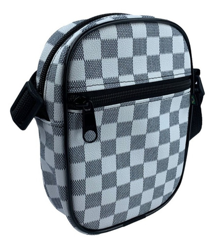 Mini Bolsa Pochete Necessaire Art Mania Bolsa Transversal Cor Branco Desenho do tecido Listras