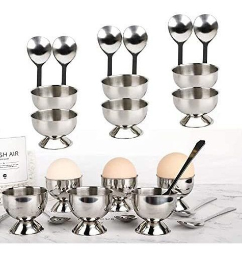 Imagen 8 de 8 de Huevera Koeall Juego De Tazas Para Huevos De Acero Inoxidabl