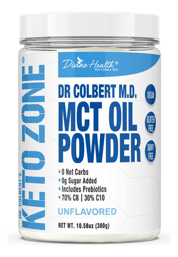 Dr. Colbert's Keto Zone Mct Oil Powder | Sin Sabor | 70% C8