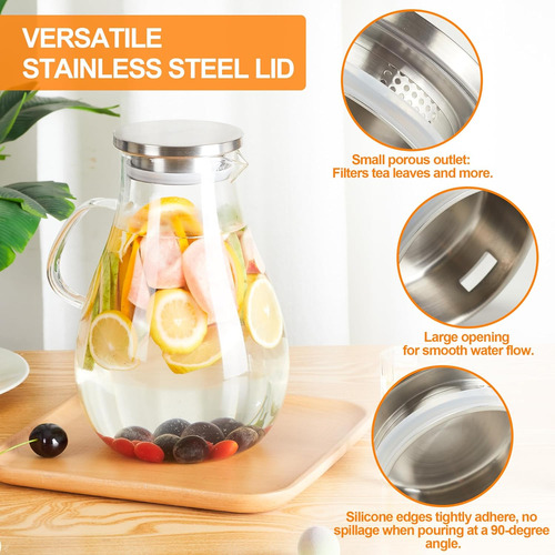 Jarra De Vidrio 1gal Con Tapa Y Boca Ancha